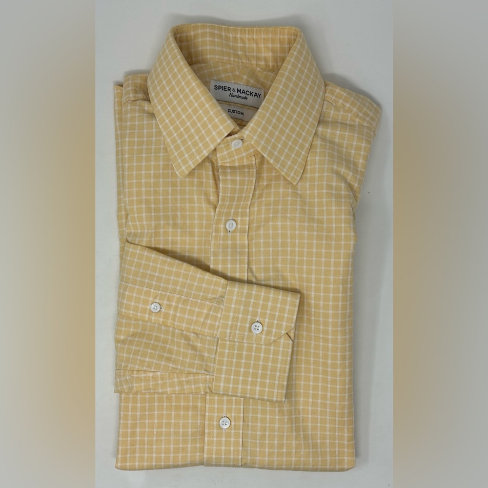 Spier & MacKay Oxford Yellow White Plaid Button Down Shirt Mens S/M‎